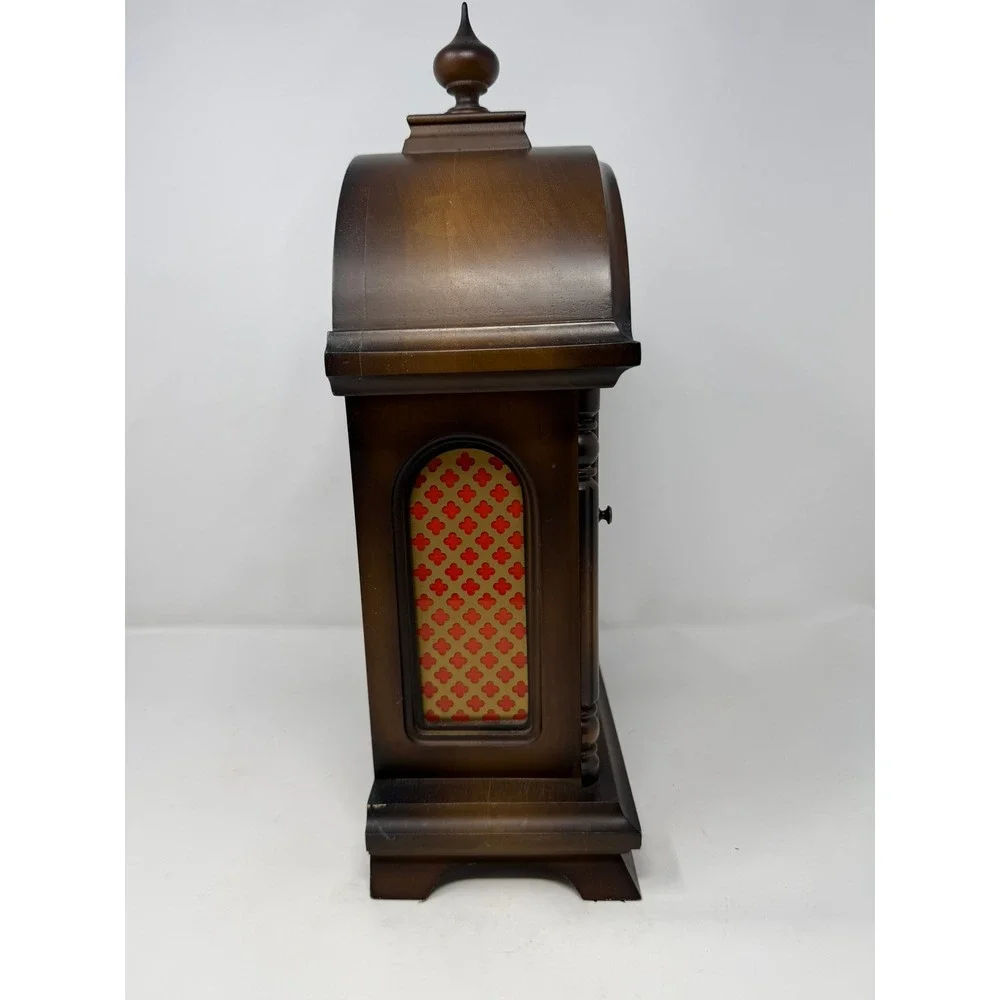 Vintage Schmeckenbecher Mantel Clock West Germany Wood Case Pendulum Winding Key